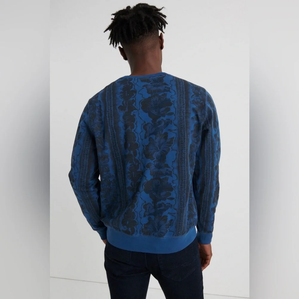 LUCKY BRAND Men’s Hawaiian Print Cotton Blend Boho Floral Light Sweatshirt Size
